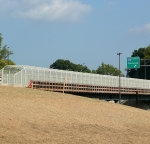 Walking bridge covered with beige TGIC polyester.