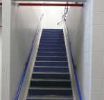 Hand railing with blue durable TGIC.