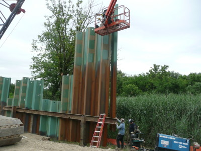 Tall sheet piling for NJ DOT